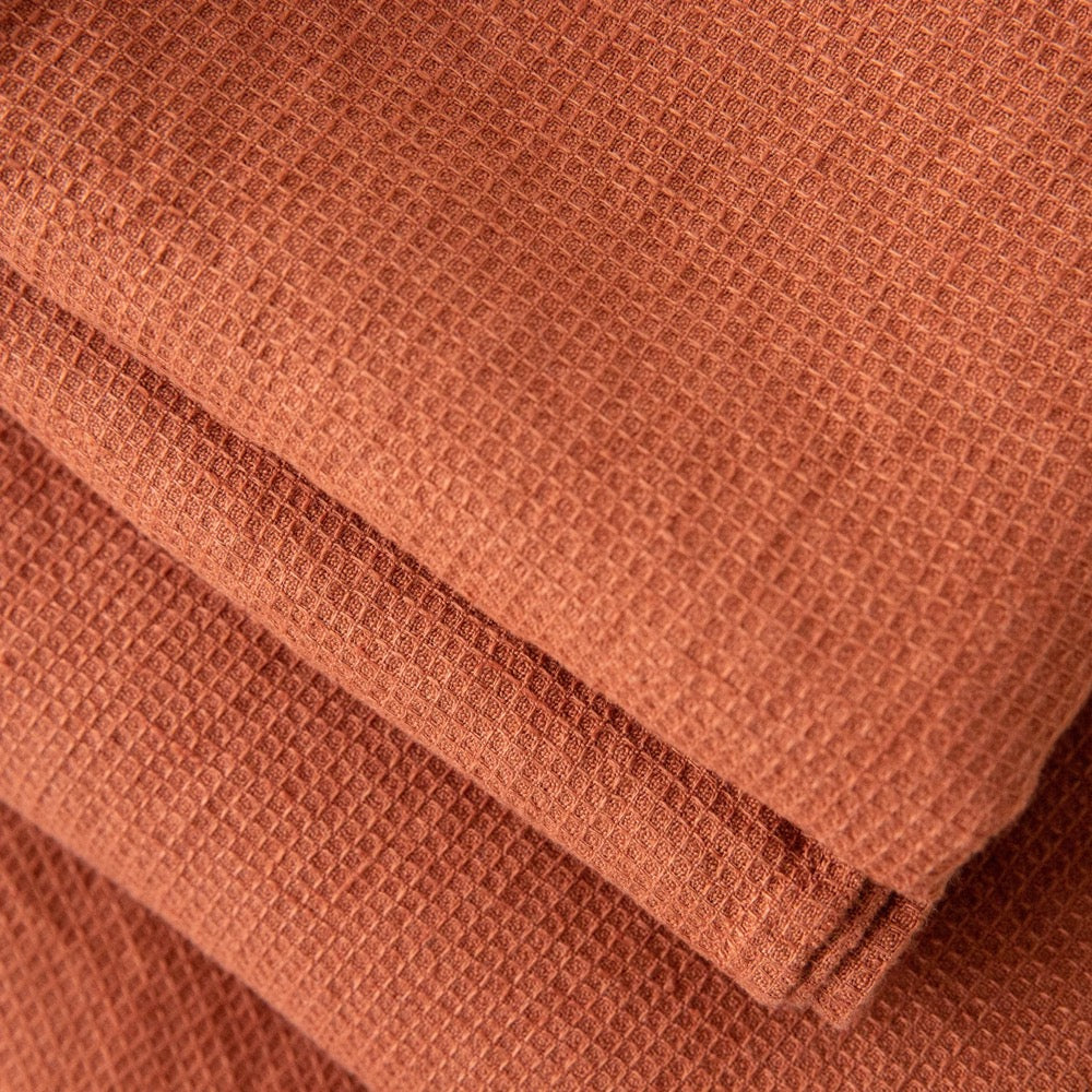Linen Waffle Towels Brick, Rust: Towel Set, Bath Towel, body linen towels, linen hand towels, linen wash cloth