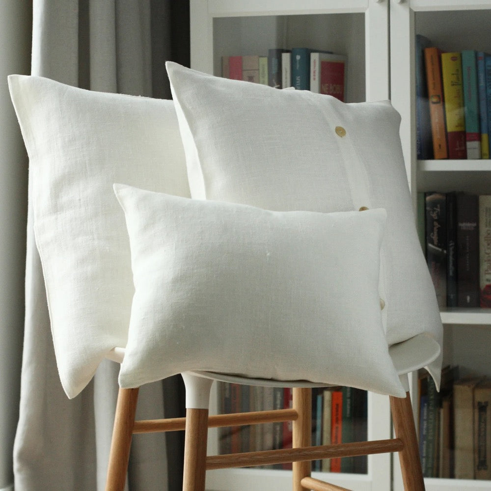 Heavy Linen pillow case with buttons. Standard, queen, king, body, euro sham and custom size pillow