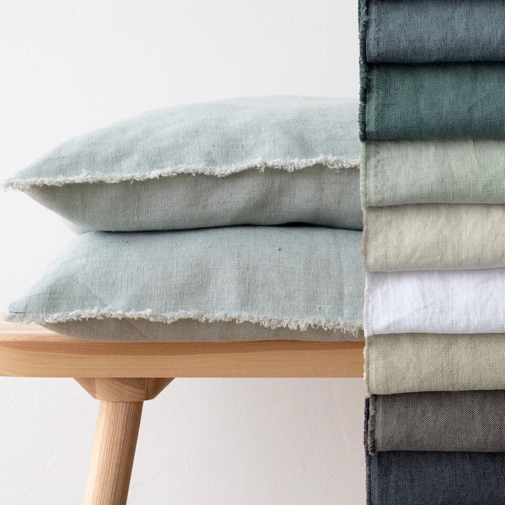 Heavy weight Linen pillow case with hand made fringes 8 colors. Standard, queen, king, euro sham