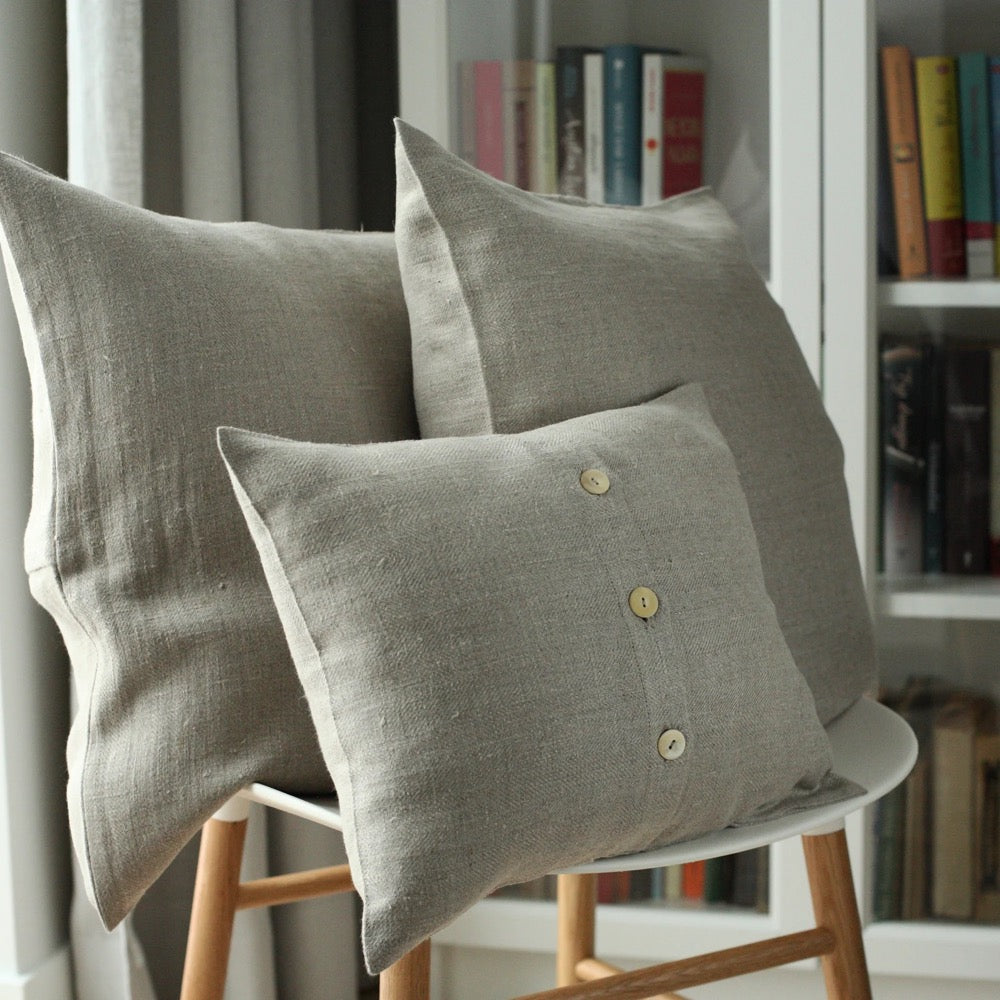 Heavy Linen pillow case with buttons. Standard, queen, king, body, euro sham and custom size pillow